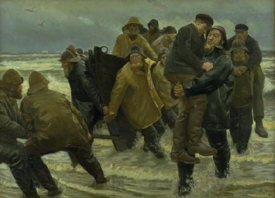 Michael Ancher A Crew Rescued Norge oil painting art